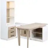 Boca Grande Home Office 6 Piece Set in Gloss White & Brushed Sand Oak