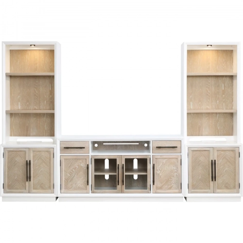 Boca Grande 5 Piece Entertainment Unit in Gloss White & Brushed Sand Oak