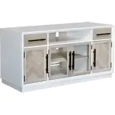 Boca 60" TV Stand Entertainment Console in Gloss White & Brushed Sand Oak