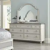 Sonoma Dresser & Mirror in Wire Brushed Grey & Antique Weathered White