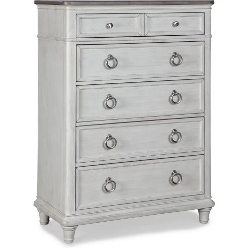 Sonoma 5 Drawer Chest in Wire Brushed Grey & Antique Weathered White