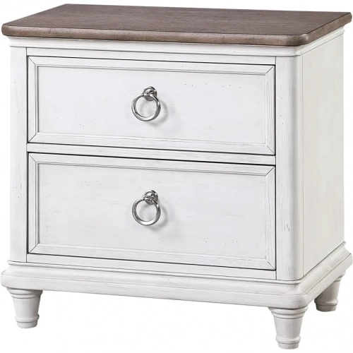 Sonoma 2 Drawer Nightstand in Wire Brushed Grey & Antique Weathered White