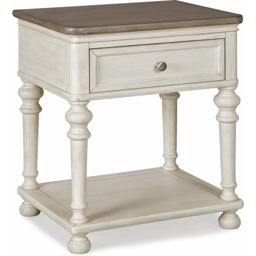 Sonoma 1 Drawer Nightstand in Wire Brushed Grey & Antique Weathered White