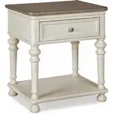 Sonoma 1 Drawer Nightstand in Wire Brushed Grey & Antique Weathered White