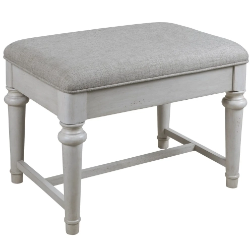 Sonoma Bed Bench in Weathered White Finish & Neutral Fabric