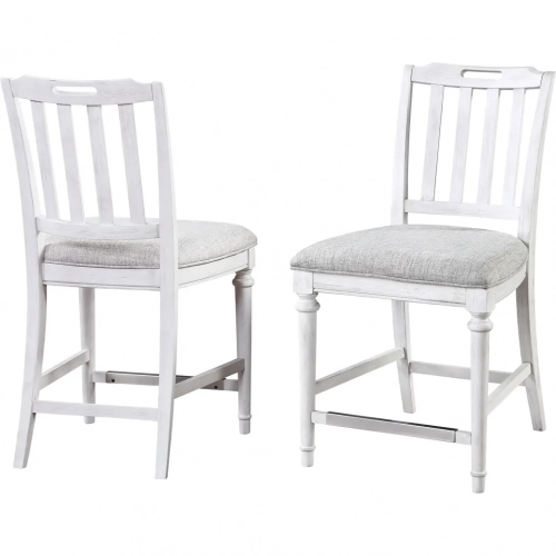 Sonoma Counter Height Slat Back Stool in Brushed Grey & Weathered White (Set of 2)