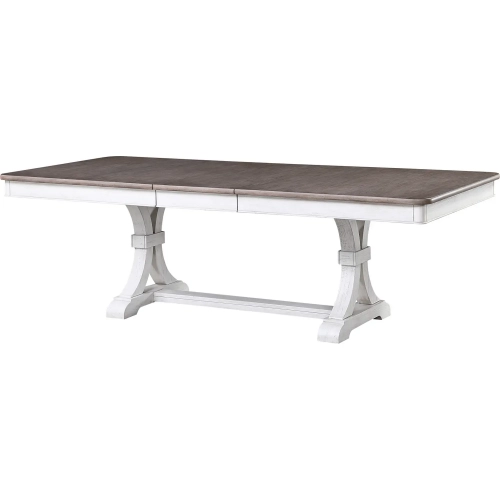 Sonoma 76" Trestle Dining Table in Brushed Grey & Antique Weathered White