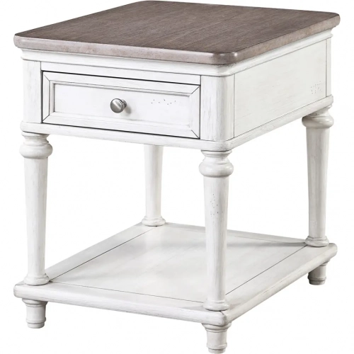 Sonoma End Table in Brushed Grey & Weathered White