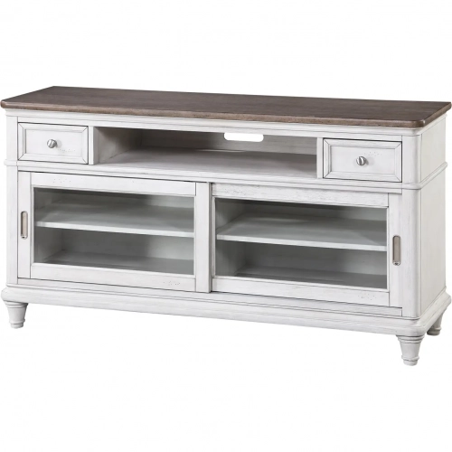 Sonoma 60" TV Stand Console in Brushed Grey & Weathered White