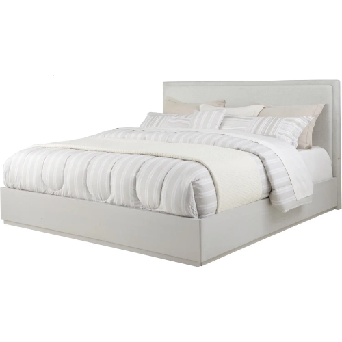 Abaco Queen Bed in Wire Brushed Oak & Platinum Gray Performance Fabric