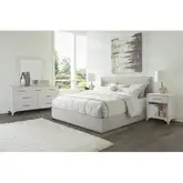 Abaco 4 Piece King Bedroom Set in Brushed White Oak & Gray Fabric