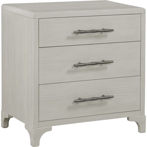 Abaco 3 Drawer Nightstand with USB in Wire Brushed White Oak Veneer