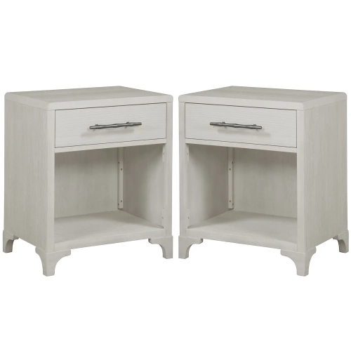 Abaco 1 Drawer Nightstand with USB in Wire Brushed White Oak Veneer (Set of 2)