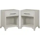 Abaco 1 Drawer Nightstand with USB in Wire Brushed White Oak Veneer (Set of 2)