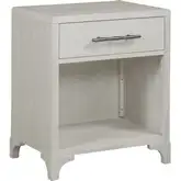 Abaco 1 Drawer Nightstand with USB in Wire Brushed White Oak Veneer