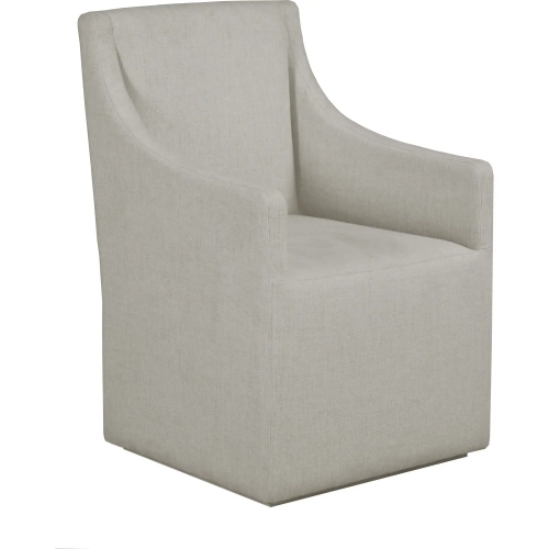 Abaco Castered Dining Arm Chair in Platinum Gray Performance Fabric