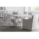 Abaco 7 Piece Dining Set in Wire Brushed White Oak & Gray Fabric
