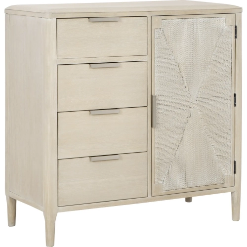 Pearl Asymmetrical Door Chest in Brushed Sand Wood & Paper Rope