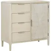 Pearl Asymmetrical Door Chest in Brushed Sand Wood & Paper Rope