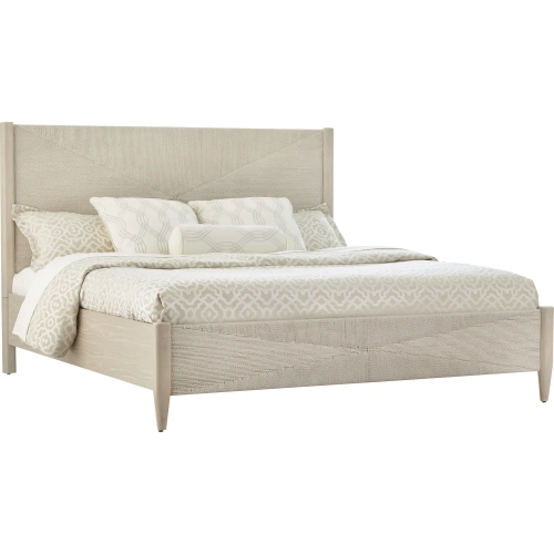 Pearl King Bed in Brushed Sand Wood & Woven Paper Rope