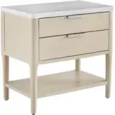 Pearl Nightstand with USB Port in Sand Wood & Marble