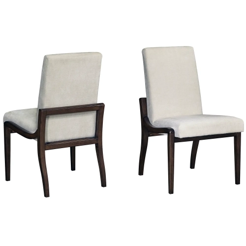 Manhattan Dining Chair in Walnut Finish & Neutral Fabric (Set of 2)