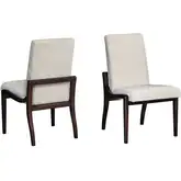 Manhattan Dining Chair in Walnut Finish & Neutral Fabric (Set of 2)
