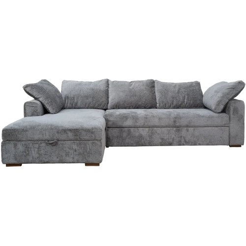 Drift Sleeper Sectional Sofa with Left Storage Chaise in Gray Performance Fabric