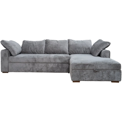 Drift Sleeper Sectional Sofa with Right Storage Chaise in Gray Performance Fabric