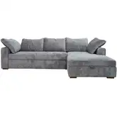 Drift Sleeper Sectional Sofa with Right Storage Chaise in Gray Performance Fabric