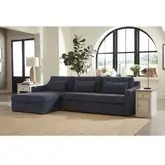 Wave Sectional Sleeper with Left Facing Chaise in Blue Performance Fabric