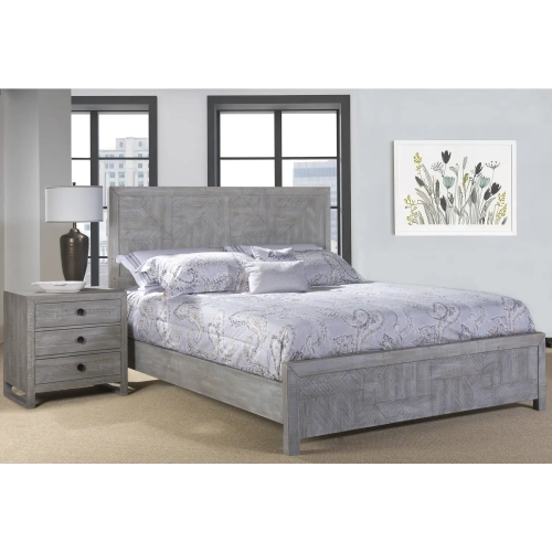 Studio 20 King 2 Piece Bedroom Set in Gray & White Glaze Reclaimed Wood