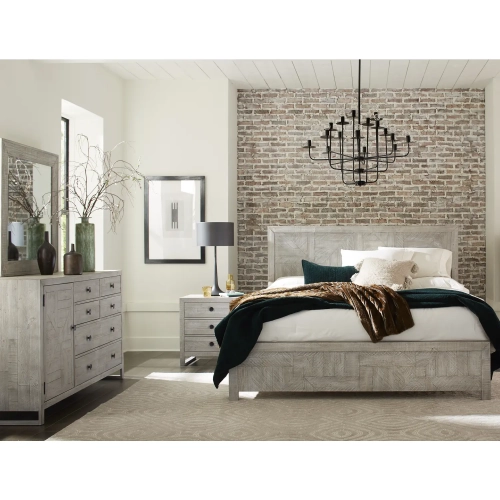 Studio 20 Queen 4 Piece Bedroom Set in Gray & White Glaze Reclaimed Wood