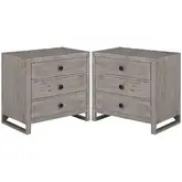 Studio 20 Three Drawer Nightstand in Gray & White Glaze Reclaimed Wood (Set of 2)