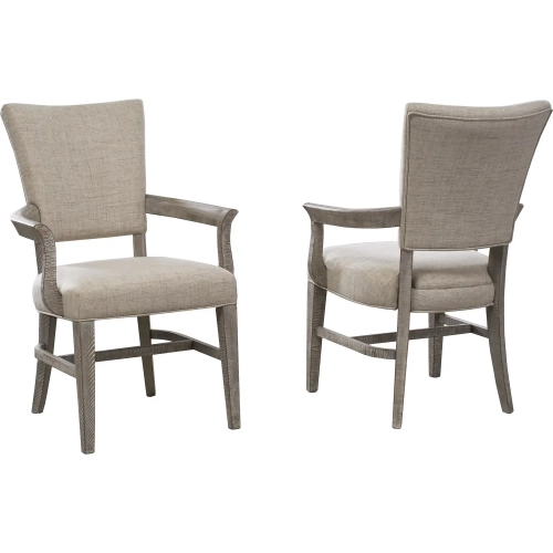 Studio 20 Dining Arm Chair in Gray & Glaze Reclaimed Wood & Linen Look (Set of 2)