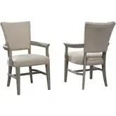 Studio 20 Dining Arm Chair in Gray & Glaze Reclaimed Wood & Linen Look (Set of 2)