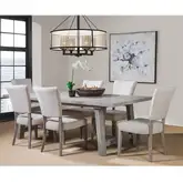 Studio 20 7 Piece Dining Set in Gray & Glaze Reclaimed Wood & Linen Look