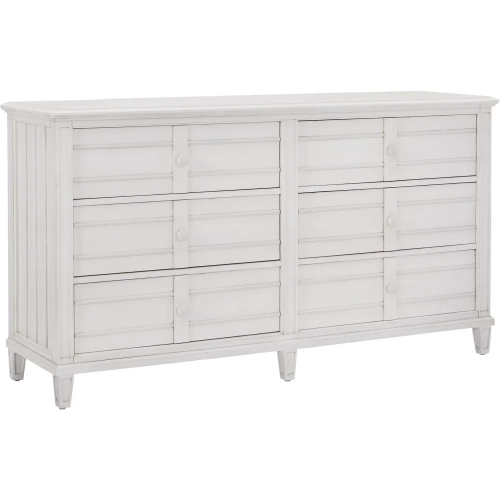 Cane Bay 6 Drawer Dresser in Bright White Wood