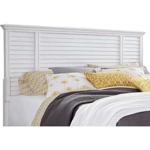 Cane Bay King Louvered Headboard in Bright White Wood