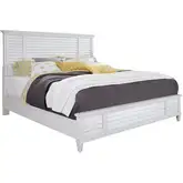 Cane Bay King Louvered Panel Bed in Bright White Wood