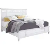 Cane Bay King Fretwork Panel Bed in Bright White Wood