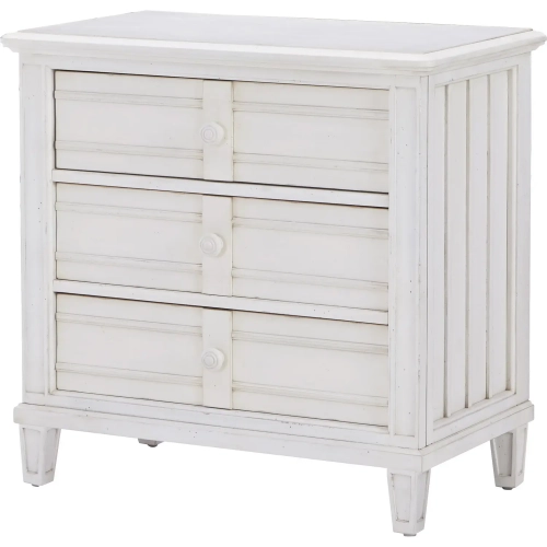 Cane Bay 3 Drawer Nightstand in Bright White Wood