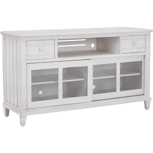 Cane Bay 66" TV Stand Entertainment Console in Bright White Wood