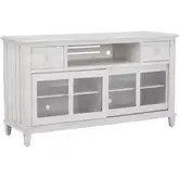 Cane Bay 66" TV Stand Entertainment Console in Bright White Wood
