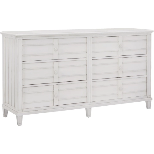 Cane Bay 6-Drawer Dresser in Bright White Finish