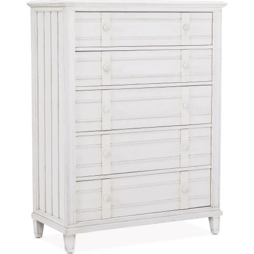 Cane Bay 5-Drawer Chest in Bright White Finish