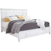 Cane Bay King Fretwork Panel Bed in Bright White Finish