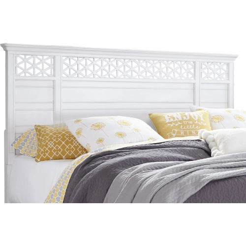 Cane Bay King Fretwork Panel Headboard Only in Bright White Finish