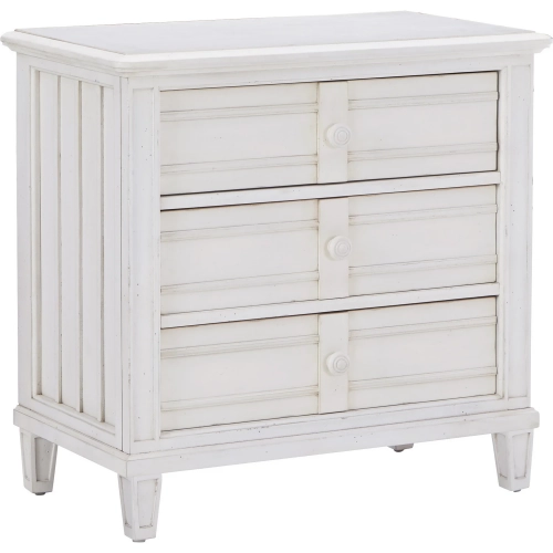 Cane Bay 3-Drawer Nightstand in Bright White Finish