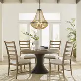 Panama Jack 50th Anniversary 5 Piece Dining Set in Brown Wood & Neutral Fabric